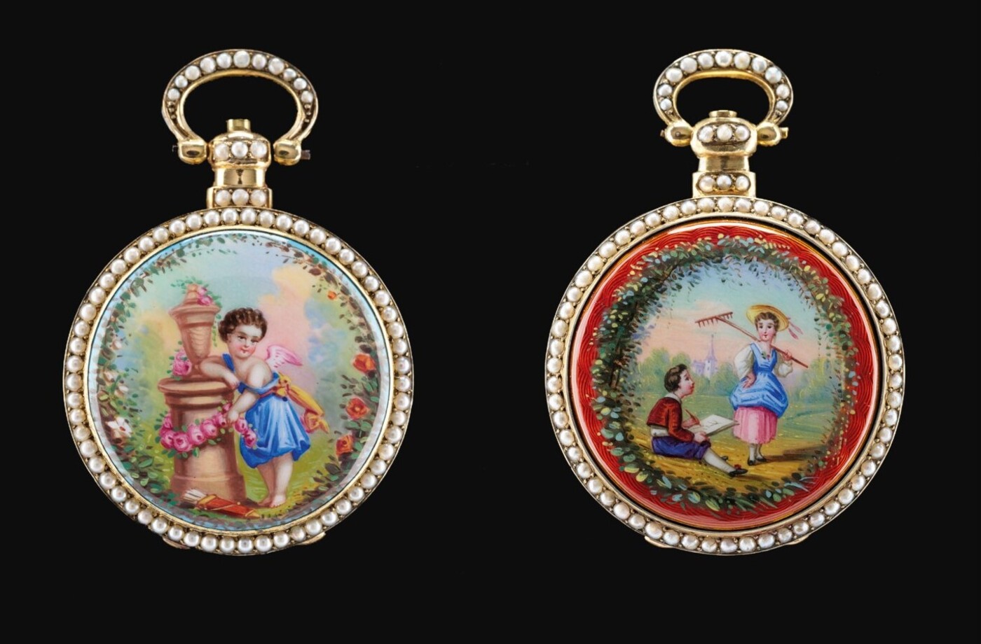 Pair of silver case Chinese market pendant watches, with "centre seconds" Mark of "Bovet Fleurier"