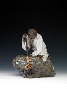 Liu Hai with a three-legged toad, Shiwan ware