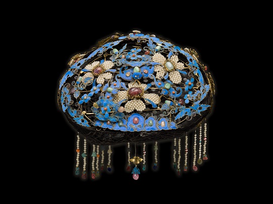 點翠嵌寶石蝠蝶花卉鈿子