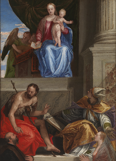 Madonna and Child, with Saint John the Baptist, Saint Louis of Toulouse, and the Two Patrons Giovanni Bevilacqua Lazise and Lucrezia Malaspina Bevilacqua Lazise
