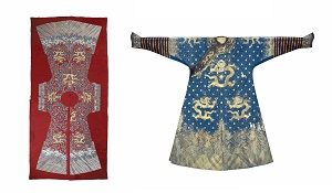 Blue robe and deep-red yardage with Twelve Imperial Symbols